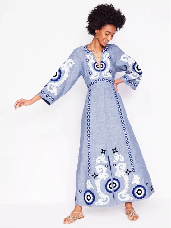Boden Dresses & Skirts - Boden Light Blue Embroidered Maxi Dress